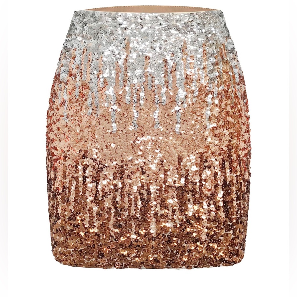 MANER Women's Sequin Skirt Sparkle Stretchy Bodycon Mini Skirts Night Out Party